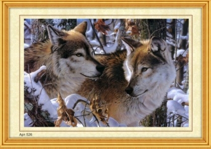 Ткань для вышивания бисером А3 БИС 526 «Волчья пара» 33*45 см
