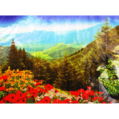Ткань для вышивания бисером А4+ БИС МП-067 «Цветы в горах» 27*35 см в интернет-магазине Швейпрофи.рф