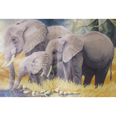 Ткань для вышивания бисером А3 КМЧ-3410 «Слоны» 25*37 см в интернет-магазине Швейпрофи.рф