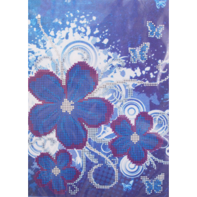 Ткань для вышивания бисером А4 КМЧ-4356 «Синие цветы» 17*25 см в интернет-магазине Швейпрофи.рф