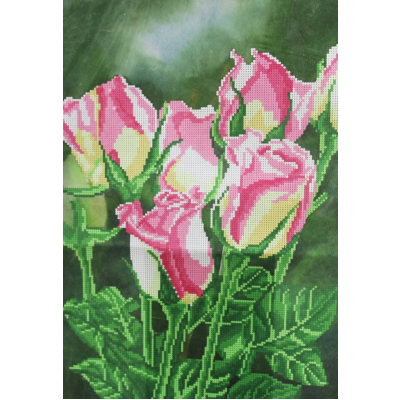 Ткань для вышивания бисером А3 БИС 635 «Розовые розы» 33*45 см в интернет-магазине Швейпрофи.рф