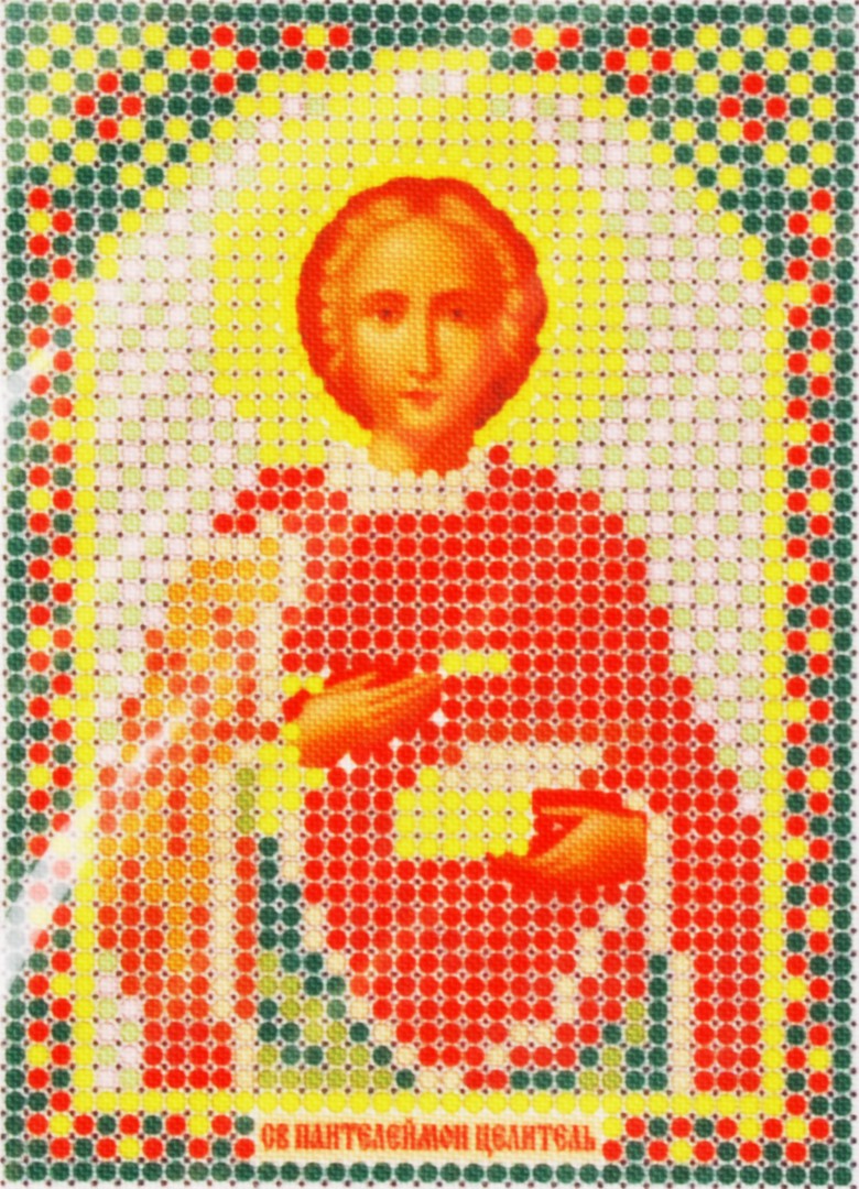 Ткань для вышивания бисером А6 иконы БИС ММ-069 «Св. Целитель Пантелеймон» 7,5*10,5 см