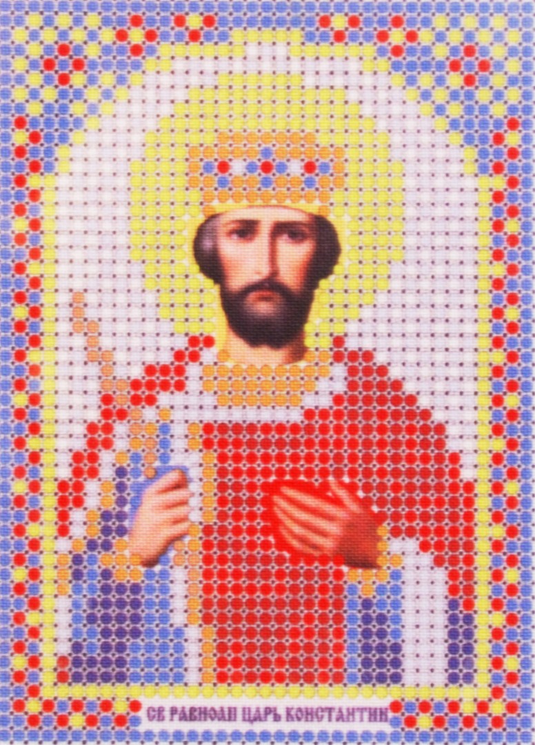 Ткань для вышивания бисером А6 иконы БИС ММ-073 «Св. Константин» 7,5*10,5 см