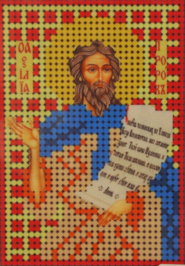 Ткань для вышивания бисером А6 КМИ-6342 «Св.пророк Илья» 7*10 см