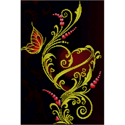 Ткань для вышивания бисером А3 КМЧ-3418 «Бабочки и сердце» 25*37 см в интернет-магазине Швейпрофи.рф