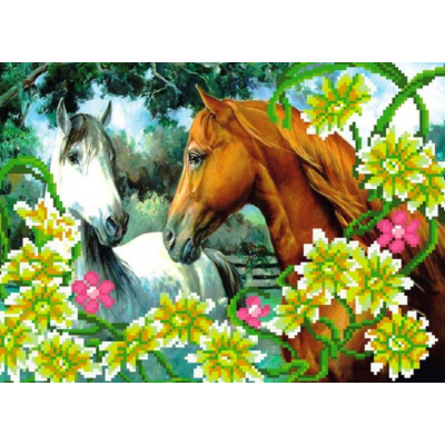 Ткань для вышивания бисером М.П.Студия Г-017 «Пара лошадей» 40*50 см в интернет-магазине Швейпрофи.рф