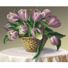 Ткань для вышивания бисером М.П.Студия Г-046 «Корзина тюльпанов» 22,5*27,5 см