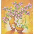 Ткань с рисунком для вышивания бисером  АБРИС АРТ. АС -003 «Весенние цветы» 20*20 см
