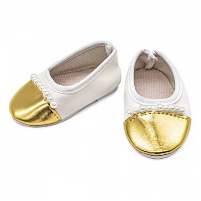 Обувь для игрушек (Туфли) 7731757 7,5 см выс 4 см золото (пара) в интернет-магазине Швейпрофи.рф