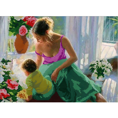 Ткань для вышивания бисером А3 КМЧ-3398 «Мама и малыш» 25*37 см в интернет-магазине Швейпрофи.рф