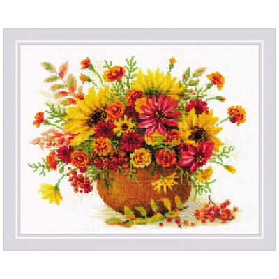 Набор для вышивания Риолис №1973 «Осенние цветы» 24*30 см в интернет-магазине Швейпрофи.рф