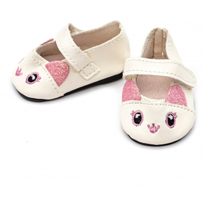 Обувь для игрушек (Туфли) 7731754 7,5 см выс 3 см  DSS8263 «Кошечки»  белый (пара) в интернет-магазине Швейпрофи.рф