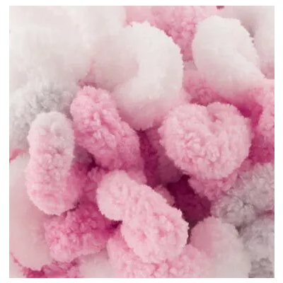 Пряжа Пуффи Колор (Puffy Color), 100 г / 9.2 м  6370 белый/розовый/серый в интернет-магазине Швейпрофи.рф
