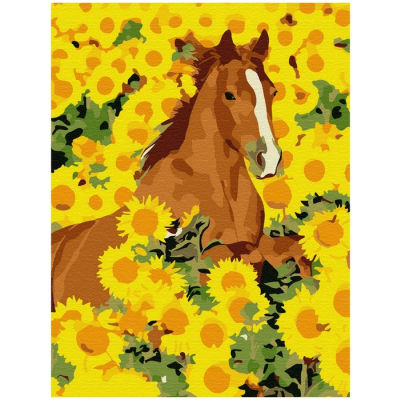 Картина по номерам Molly KH0791 «Лошадь в подсолнухах» 15*20 см в интернет-магазине Швейпрофи.рф