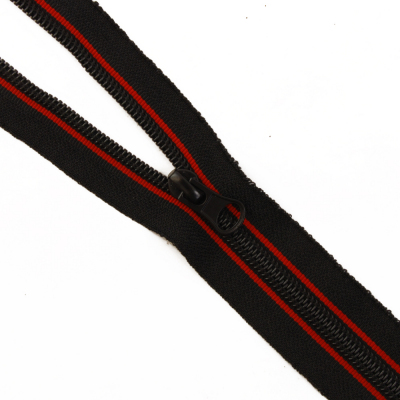 Молния Т7 декор. спираль 1-бег. 65 см «Полосы» 17265 черный/красный в интернет-магазине Швейпрофи.рф