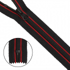 Молния Т7 декор. спираль 1-бег. 75 см «Полосы» 17275 черный/красный