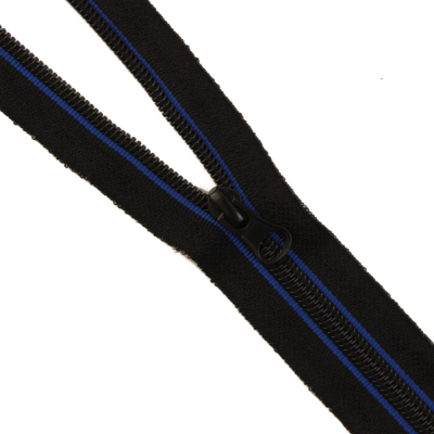 Молния Т7 декор. спираль 1-бег. 65 см «Полосы» 17265 черный/синий в интернет-магазине Швейпрофи.рф