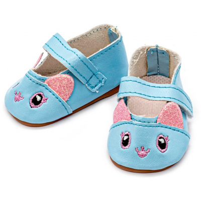 Обувь для игрушек (Туфли) 7731754 7,5 см выс 3 см  DSS8263 «Кошечки»  голубой (пара) в интернет-магазине Швейпрофи.рф