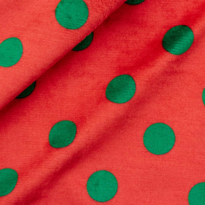 Ткань 47*47 см Мех коротковорсовый горох 29491 ворс 1,5 см красный/зеленый 617782 в интернет-магазине Швейпрофи.рф