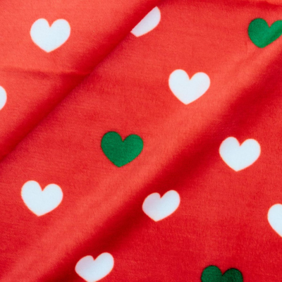 Ткань 47*47 см Мех коротковорсовый сердечки 29492 ворс 1,5 см красный/белый/зеленый 617785 в интернет-магазине Швейпрофи.рф