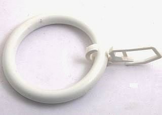 Кольцо шторн. пластм. с крюч. d=50 мм бел.