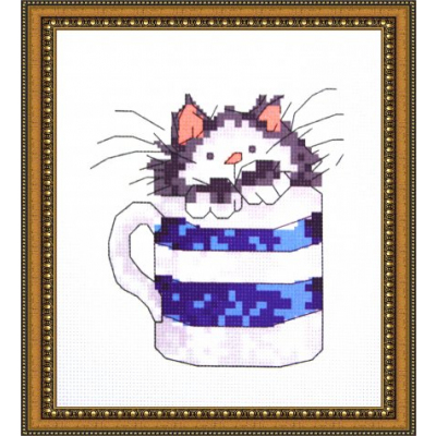 Ткань для вышивания бисером Светлица Арт-057 «Кот в кружке» 16,5*17,5 см в интернет-магазине Швейпрофи.рф