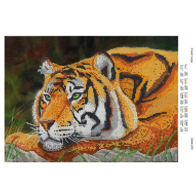 Ткань с рисунком для вышивания бисером А3 DANA-379 «Спокойный тигр» 26,5*37 см в интернет-магазине Швейпрофи.рф