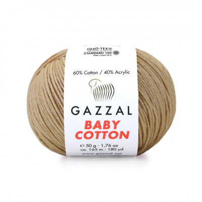 Пряжа Бэби Коттон (Baby Cotton Gazzal  50 г / 165 м 3424 бежевый в интернет-магазине Швейпрофи.рф