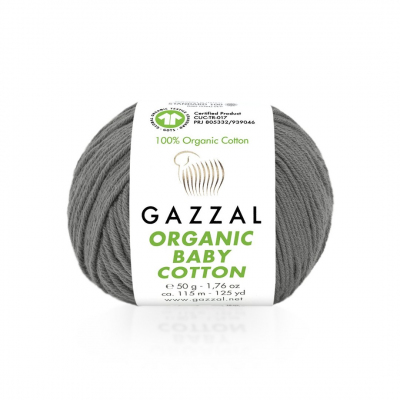Пряжа Органик бэби коттон (Organik baby cotton Gazzal ), 50 г / 115 м  435 серый в интернет-магазине Швейпрофи.рф