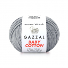 Пряжа Бэби Коттон (Baby Cotton Gazzal  50 г / 165 м 3430 св. серый