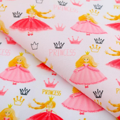 Ткань 50*50 см 5635506 «Принцесса с табличкой Ручная работа» белый/розовый в интернет-магазине Швейпрофи.рф
