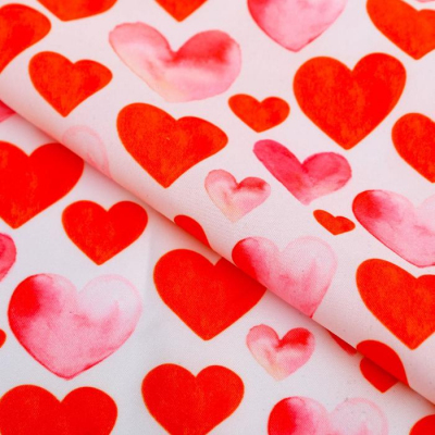 Ткань 50*50 см 5635510 «Сердце с табличкой Ручная работа» белый/красный в интернет-магазине Швейпрофи.рф