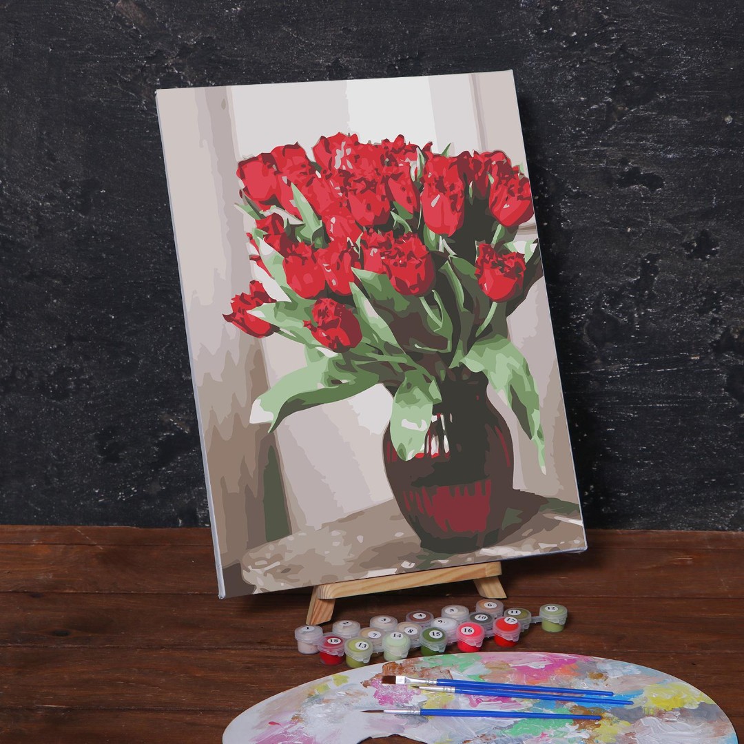 Картина по номерам Школа талантов 5222596 «Красные цветы» 30*40 см
