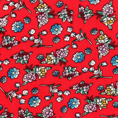 Ткань 50*50 см 6941553 «Мелкий цветочек» красный в интернет-магазине Швейпрофи.рф