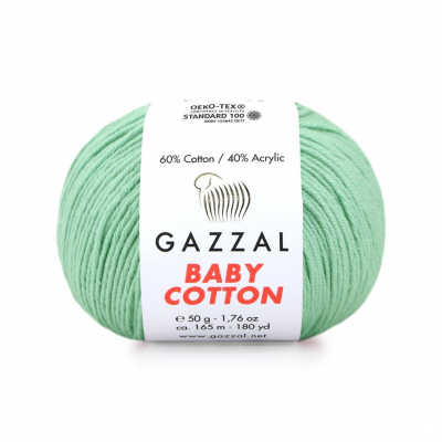 Пряжа Бэби Коттон (Baby Cotton Gazzal  50 г / 165 м 3425 мята в интернет-магазине Швейпрофи.рф