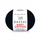 Пряжа Бэби Коттон (Baby Cotton Gazzal  50 г / 165 м 3433 черный