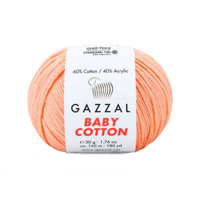 Пряжа Бэби Коттон (Baby Cotton Gazzal  50 г / 165 м 3412 абрикос в интернет-магазине Швейпрофи.рф