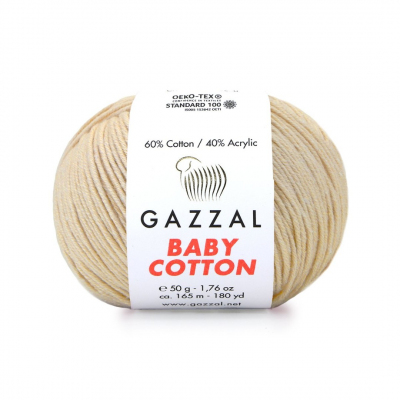 Пряжа Бэби Коттон (Baby Cotton Gazzal  50 г / 165 м 3445 св. беж. в интернет-магазине Швейпрофи.рф