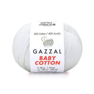 Пряжа Бэби Коттон (Baby Cotton Gazzal  50 г / 165 м 3410 молочный в интернет-магазине Швейпрофи.рф