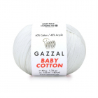 Пряжа Бэби Коттон (Baby Cotton Gazzal  50 г / 165 м 3410 молочный