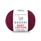 Пряжа Бэби Коттон (Baby Cotton Gazzal  50 г / 165 м 3442 бордо