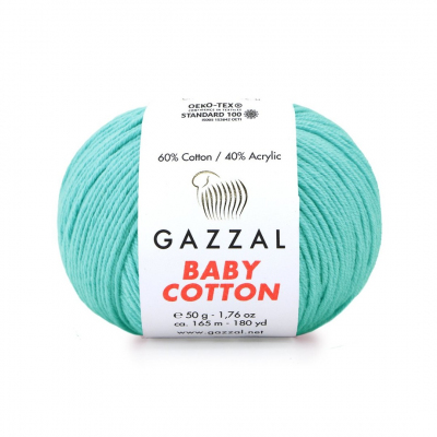 Пряжа Бэби Коттон (Baby Cotton Gazzal  50 г / 165 м 3452  бирюза в интернет-магазине Швейпрофи.рф