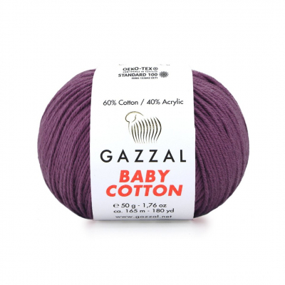 Пряжа Бэби Коттон (Baby Cotton Gazzal  50 г / 165 м 3441слива в интернет-магазине Швейпрофи.рф