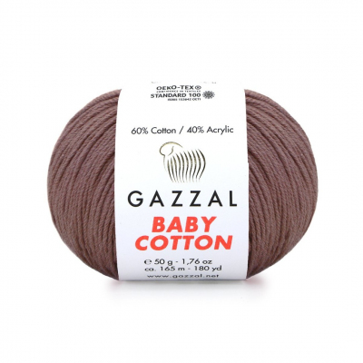 Пряжа Бэби Коттон (Baby Cotton Gazzal  50 г / 165 м 3455 шоколад в интернет-магазине Швейпрофи.рф