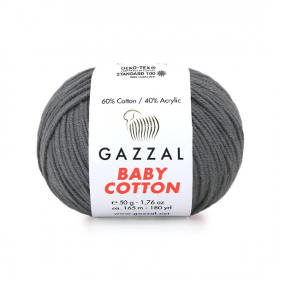 Пряжа Бэби Коттон (Baby Cotton Gazzal  50 г / 165 м 3450 серый в интернет-магазине Швейпрофи.рф