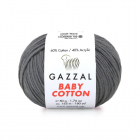 Пряжа Бэби Коттон (Baby Cotton Gazzal  50 г / 165 м 3450 серый