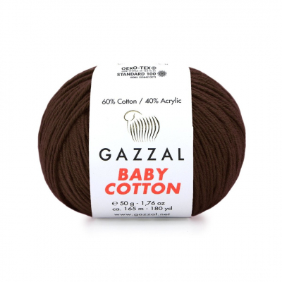 Пряжа Бэби Коттон (Baby Cotton Gazzal  50 г / 165 м 3436 коричневый в интернет-магазине Швейпрофи.рф