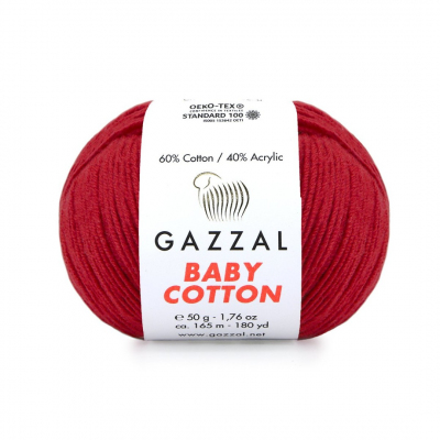 Пряжа Бэби Коттон (Baby Cotton Gazzal  50 г / 165 м 3439 бордовый в интернет-магазине Швейпрофи.рф