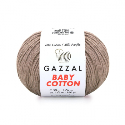 Пряжа Бэби Коттон (Baby Cotton Gazzal  50 г / 165 м 3434 какао в интернет-магазине Швейпрофи.рф