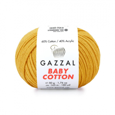 Пряжа Бэби Коттон (Baby Cotton Gazzal  50 г / 165 м 3447 горчица в интернет-магазине Швейпрофи.рф